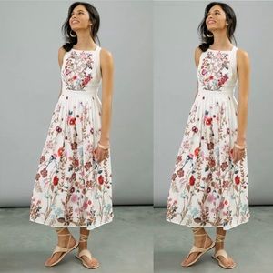 New Anthropologie Eularia Maxi Dress Floral Embroidered